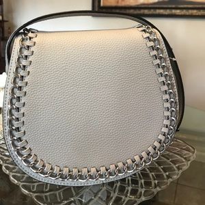 Leather Crossbody Purse w/ Silver Chain Trim